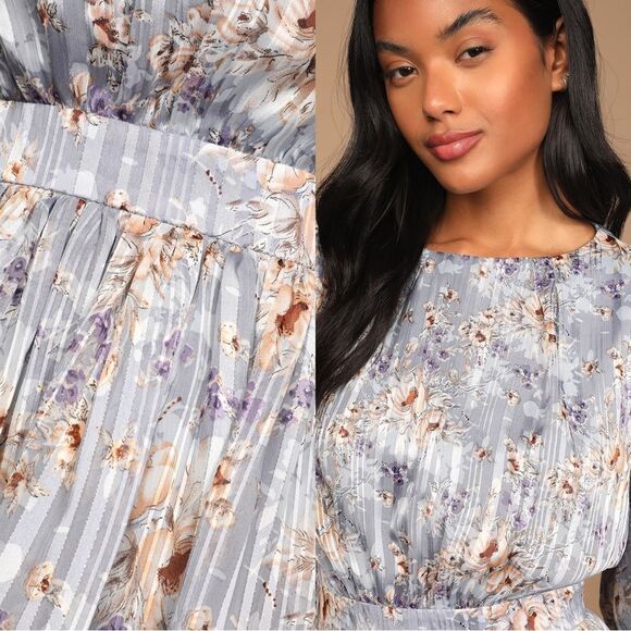 NWT Lulu’s Pleasing to the Eye Blue Floral Print Skater Mini Dress Size XL - Picture 3 of 16